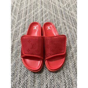 Louis Vuitton Red Monogram Slide Sandals Size 8.5